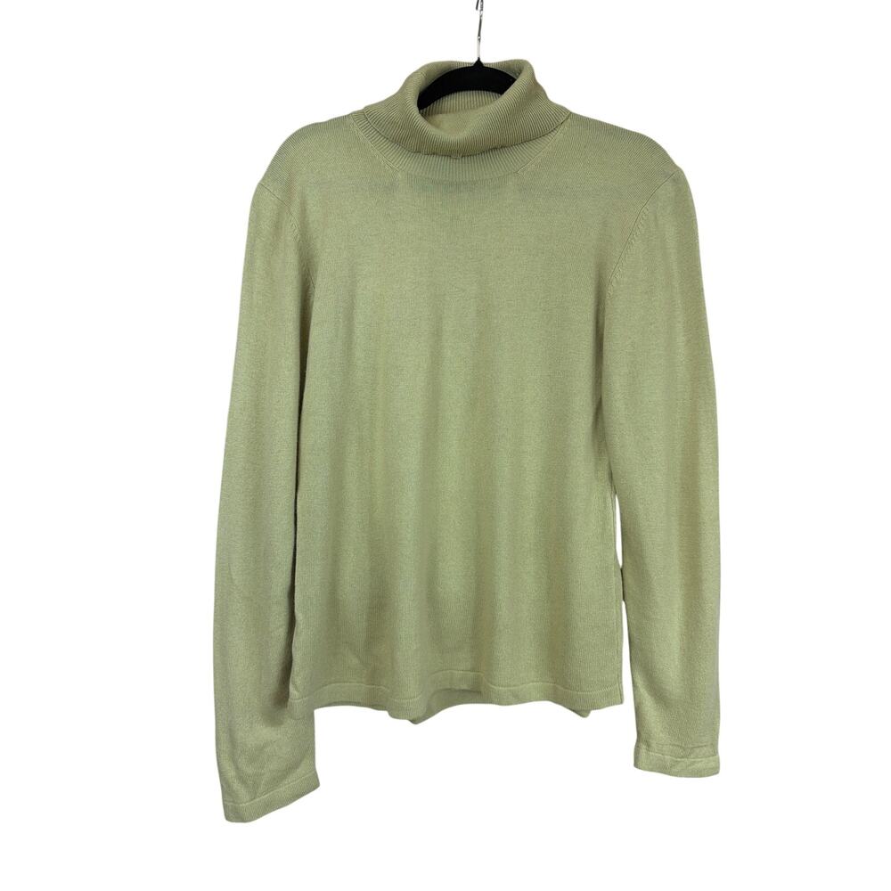 Vintage Icelandic Design Green Silk Blend Turtleneck Sweater Size S